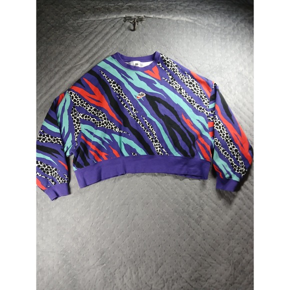 Nike Tops - Nike Airloom Oversized Large Crewneck Sweatshirt Purple 90s Vibe Abstract Crop